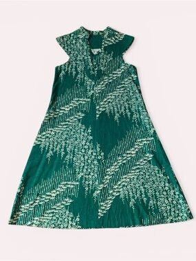 Vintage 1970s Patty O’Neil Green Botanical Print Sleeveless Cotton Midi Dress S